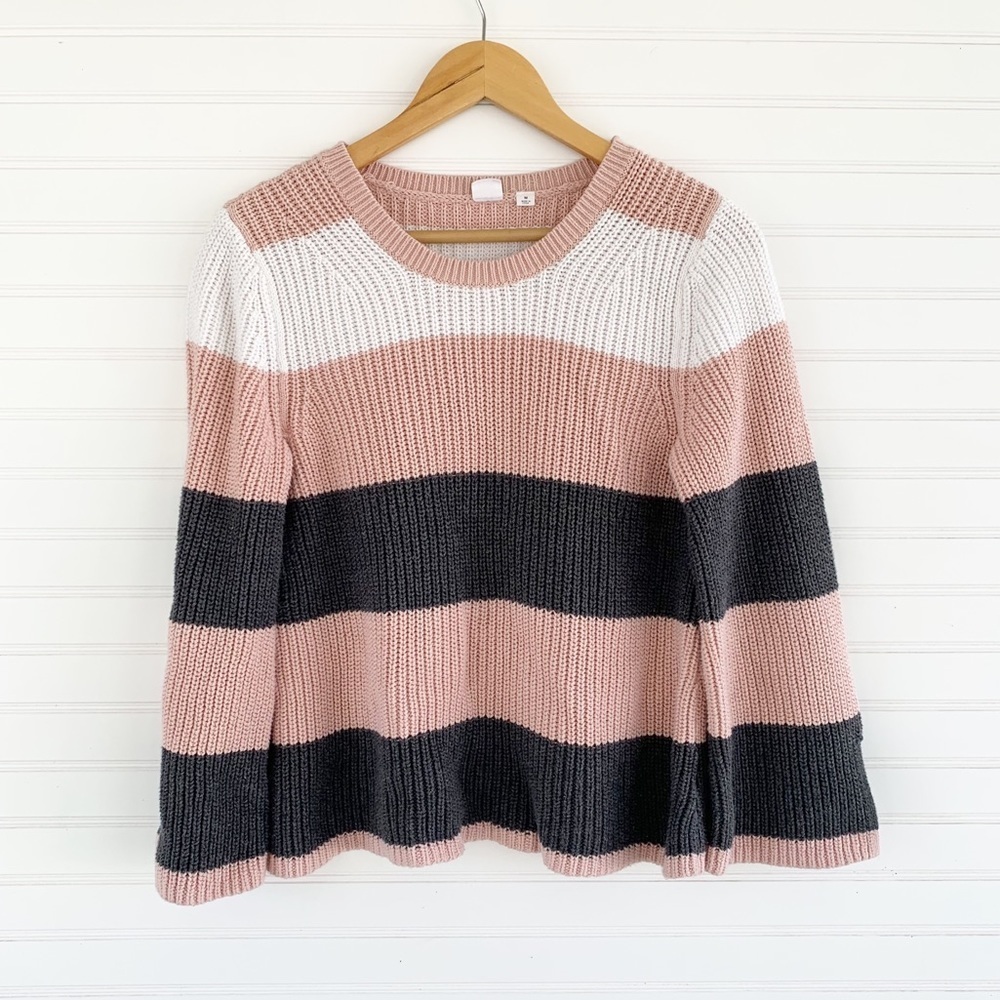 GAP Pullover Wide Sleeve Stripe Chunky Sweater Size M